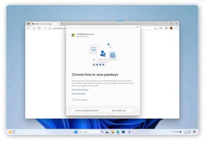 Microsoft спростила використання ключів доступу у Windows 11