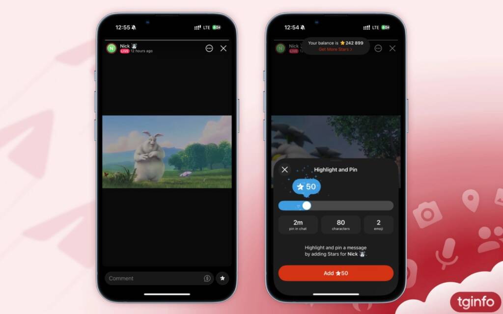 Telegram live stream screenshot