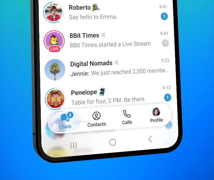 Telegram redesign screenshot