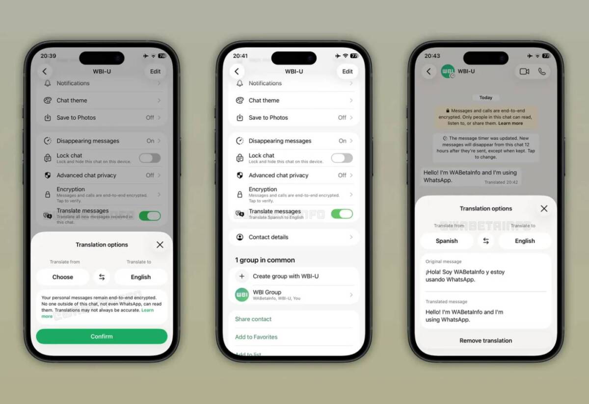 WhatsApp translate iPhone